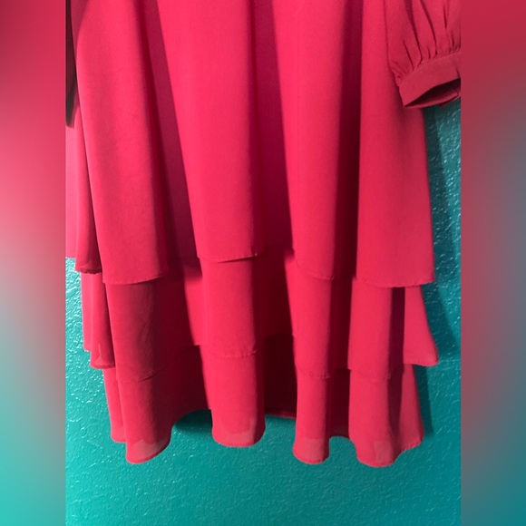 Lulus medium Clear Wine Red Long Sleeve Tiered Midi GUC LINED! - Picture 5 of 11